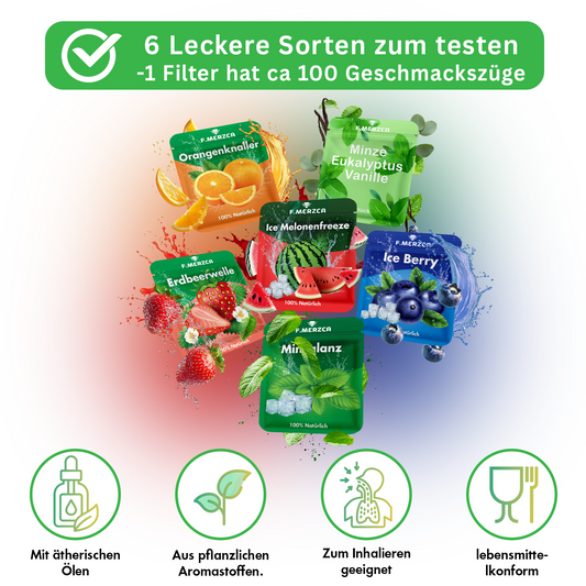 Geschmacksfilter Probetest Fresh-Set - 6 verschiedene leckere Geschmäcker zum testen