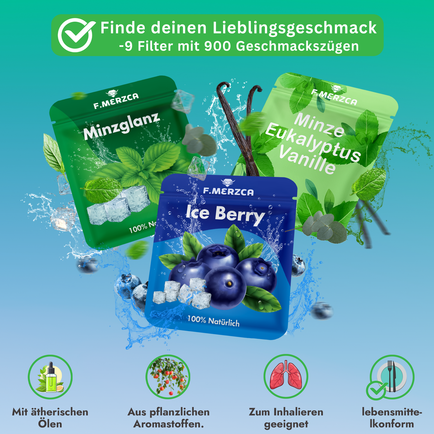 Rauchentwöhnung Atemholz 3.0 Gold mit 9 Filtern im Minze, Blaubeere und Eukalyptus Mix Geschmack