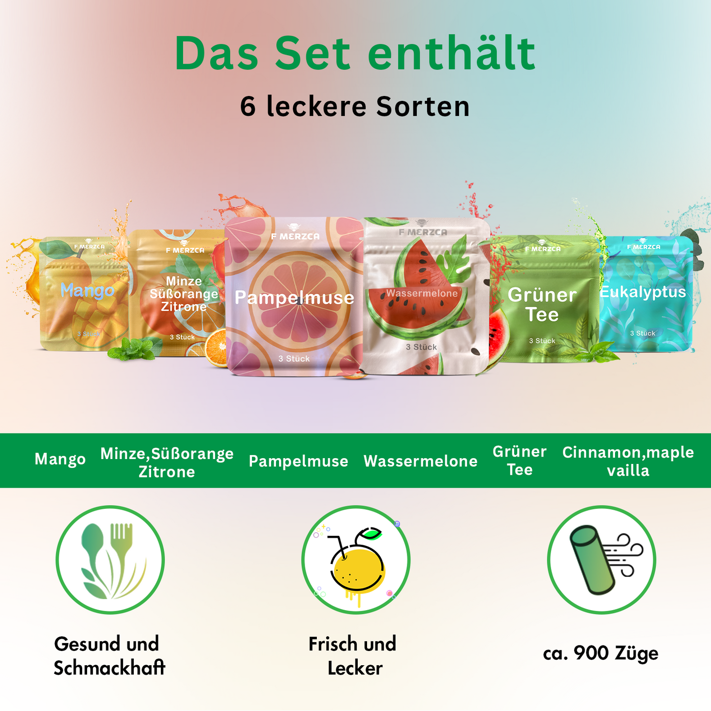 Geschmacksfilter Probetest Sweet Set - 6 verschiedene leckere Geschmäcker zum testen