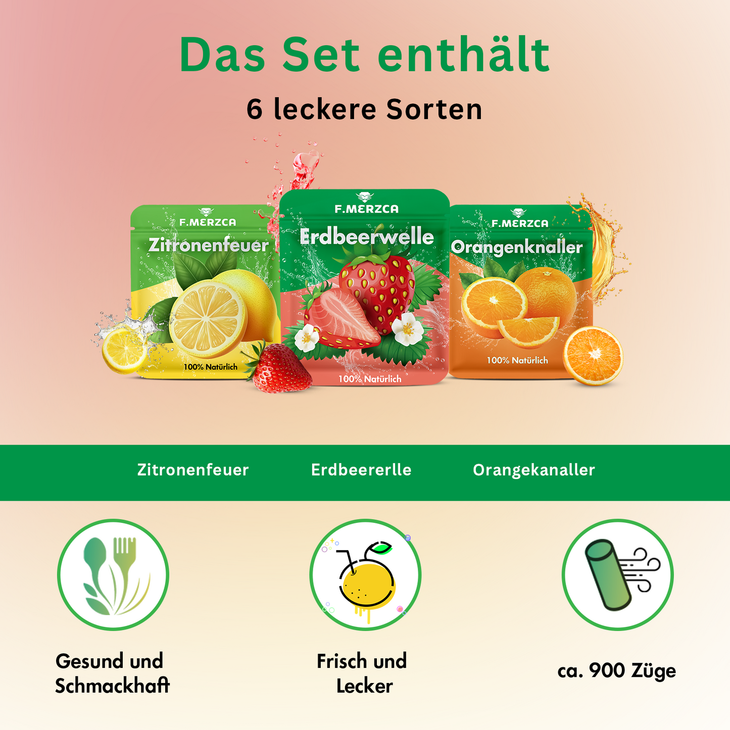 Geschmacksfilter Probetest Sweet-Set – 3 verschiedene leckere Geschmäcker zum testen