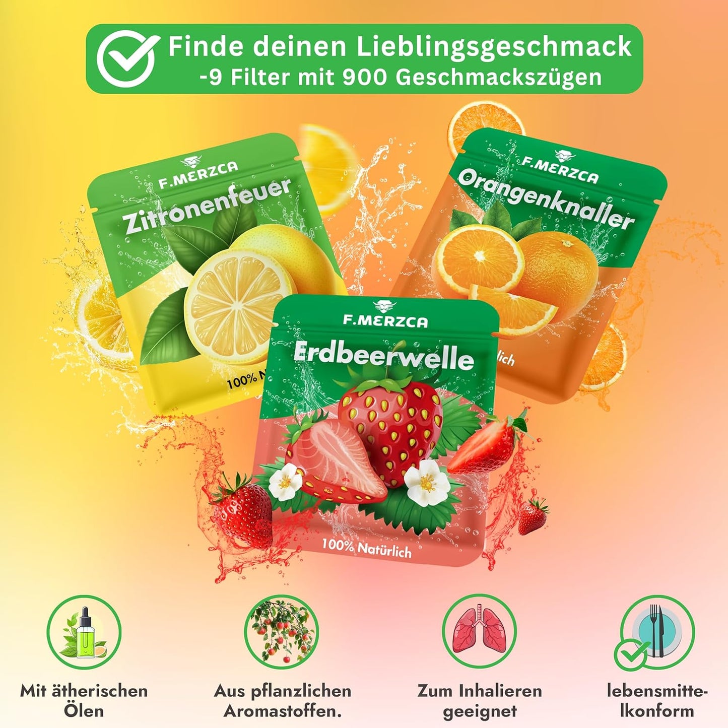 Rauchentwöhnung Atemholz 3.0 mit 9 Filtern mit Erdbeere, Orange und Zitronen Geschmack