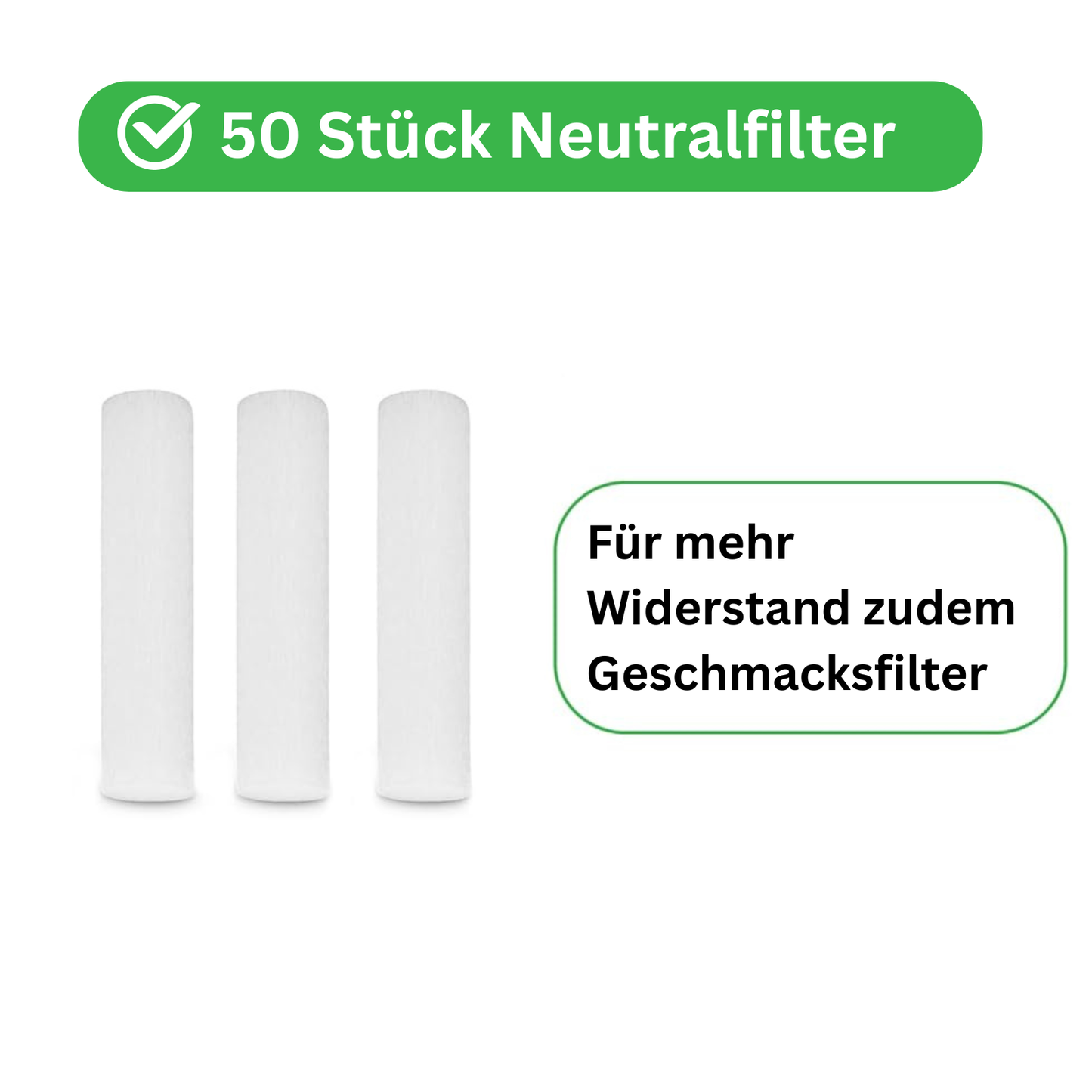 50 Stück Neutralfilter ohne Geschmack für mehr Widerstand zudem Geschmacksfilter