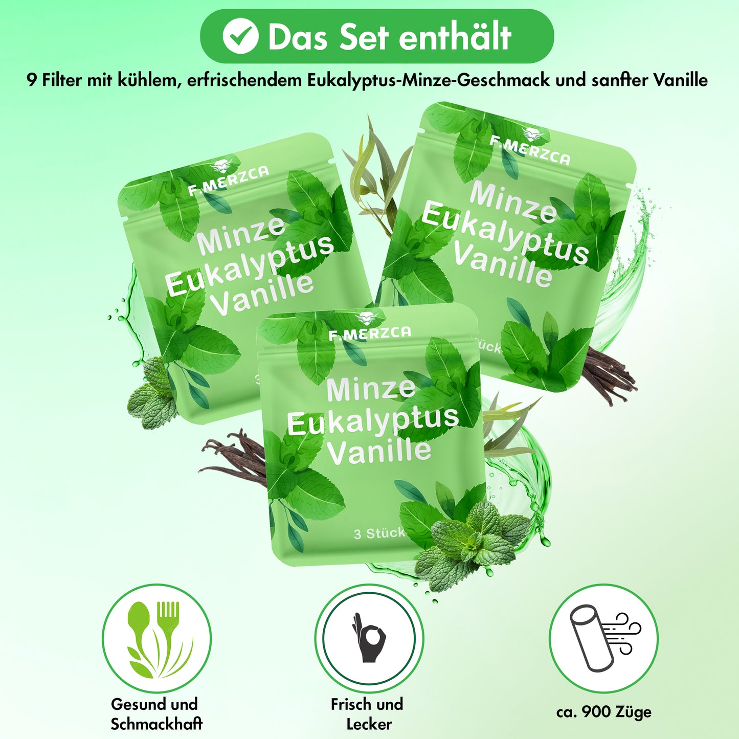 Geschmacksfilter Minze, Eukalyptus und Vanille 9er-Set