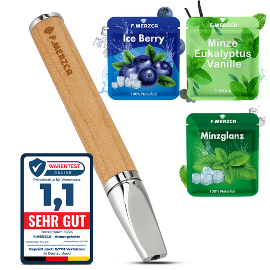 Rauchentwöhnung Atemholz 4.0 mit 9 Filtern mit leckerem Minze, Blaubeere und Eukalyptus Mix  Geschmack