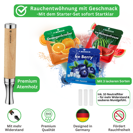 Rauchentwöhnung Atemholz 3.0 mit 9 Filtern im  erfrischendem & leckerem Wassermelone, Blaubeere und Orange Geschmack Geschmack