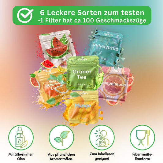 Geschmacksfilter Probetest  Sweet Set - 6 verschiedene leckere Geschmäcker zum testen