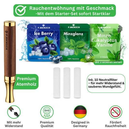Rauchentwöhnung Atemholz 3.0 Gold mit 9 Filtern im Minze, Blaubeere und Eukalyptus Mix Geschmack