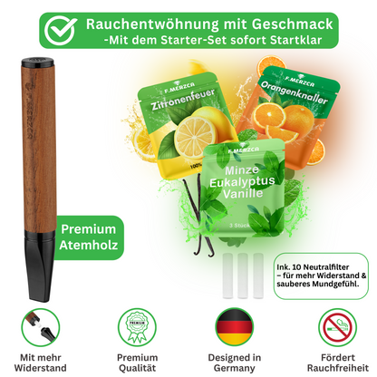 Rauchentwöhnung Atemholz 4.0 mit 9 Filtern im Erdbeere, Orange und Wassermelonen Geschmack