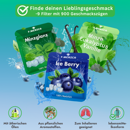 Rauchentwöhnung Atemholz 4.0 mit 9 Filtern mit leckerem Minze, Blaubeere und Eukalyptus Mix  Geschmack