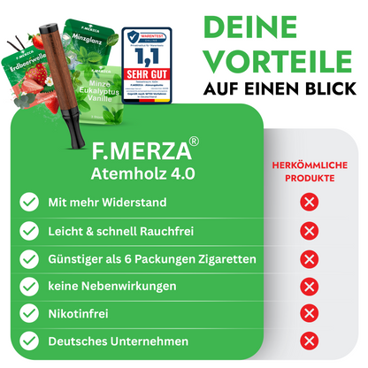 Rauchentwöhnung Atemholz 3.0 mit 9 Filtern mit leckerem Minze, Erdbeere und Eukalyptus Mix Geschmack
