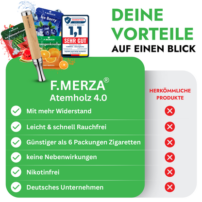 Rauchentwöhnung Atemholz 3.0 mit 9 Filtern im  erfrischendem & leckerem Wassermelone, Blaubeere und Orange Geschmack Geschmack