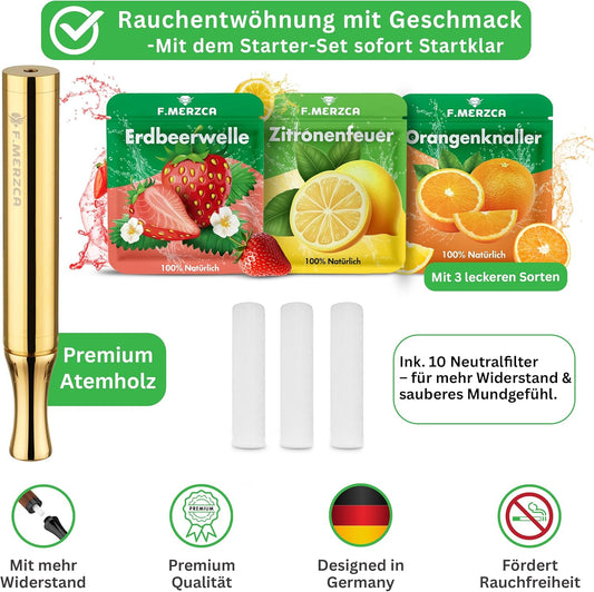 Rauchentwöhnung Atemholz 3.0 mit 9 Filtern mit Erdbeere, Orange und Zitronen Geschmack