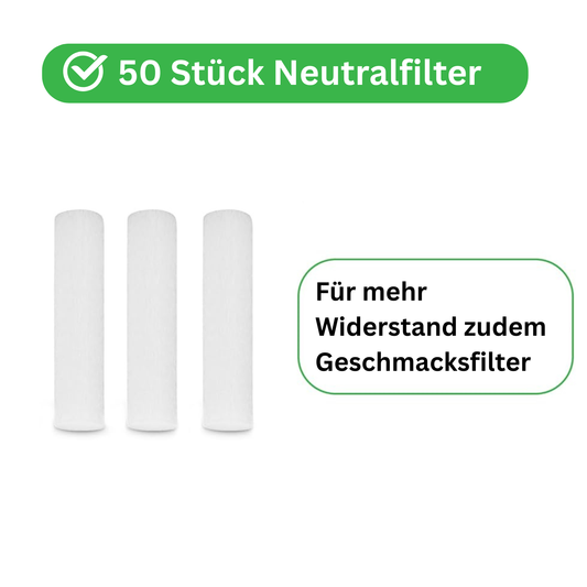 50 Stück Neutralfilter ohne Geschmack für mehr Widerstand zudem Geschmacksfilter