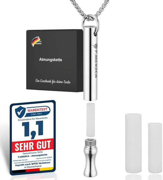 Rauchentwöhnung Atemkette 2.0 mit 15 kostenlosen Filtern - Edelstahl Silber