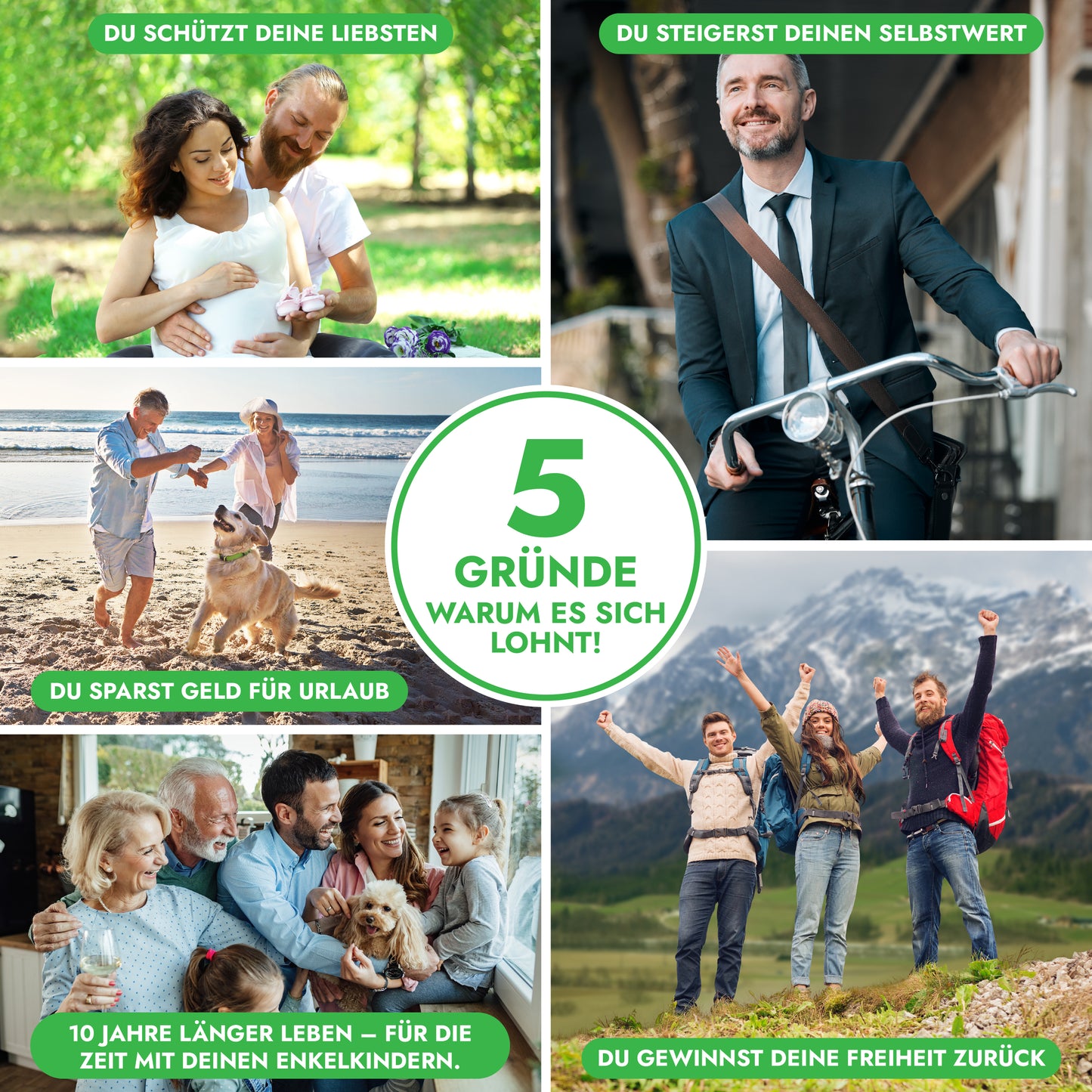 Rauchentwöhnung Atemkette 2.0 mit 15 kostenlosen Filtern - Edelstahl Silber