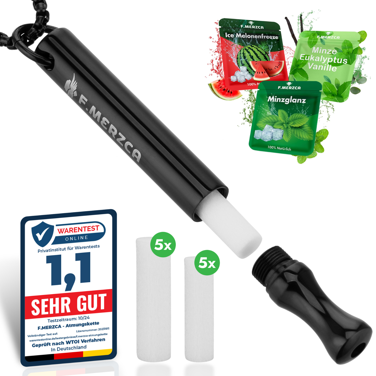Atemkette Rauchentwöhnung mit 9 Filtern im Minze, Wassermelonen und Eukalyptus Geschmack